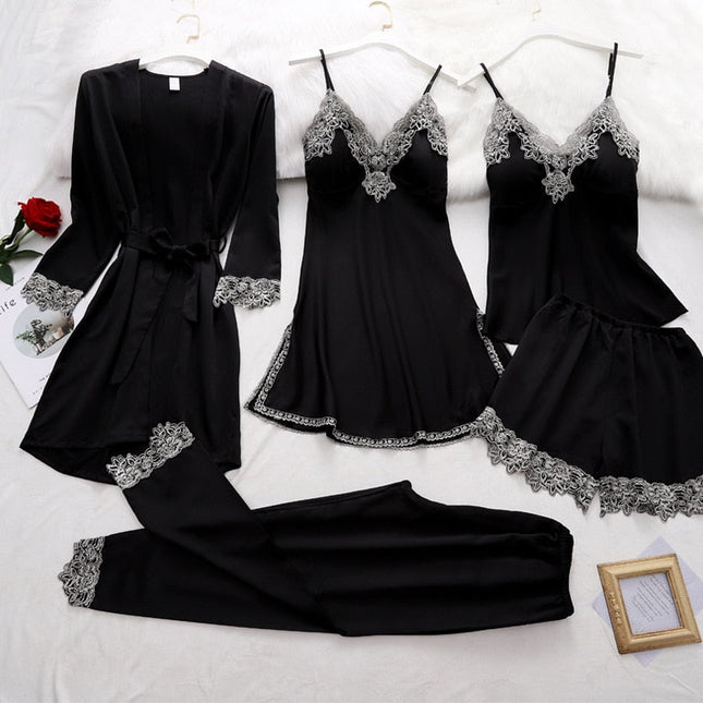 Elegant Satin Pajama Set | Luxurious Sleepwear with Adjustable Straps for Women 0