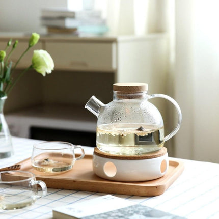 Elegant Scandinavian Teapot Set with Oak Tray & Candle Warmer | Tea Set for Adults, Perfect for Hot & Cold Beverages 1