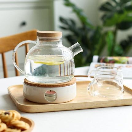 Elegant Scandinavian Teapot Set with Oak Tray & Candle Warmer | Tea Set for Adults, Perfect for Hot & Cold Beverages 3