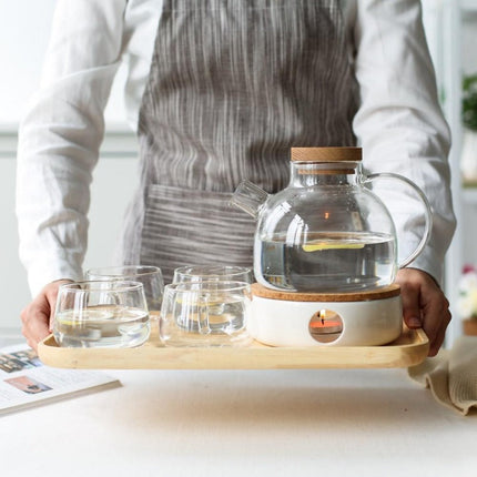 Elegant Scandinavian Teapot Set with Oak Tray & Candle Warmer | Tea Set for Adults, Perfect for Hot & Cold Beverages 4