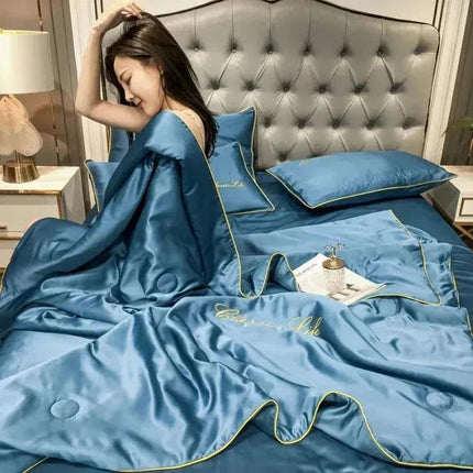 Elegant Silk Cooling Blanket with Embroidery | Lightweight and Breathable for Comfortable Summer Nights 10