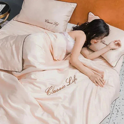Elegant Silk Cooling Blanket with Embroidery | Lightweight and Breathable for Comfortable Summer Nights 2