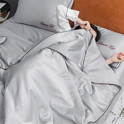 Elegant Silk Cooling Blanket with Embroidery | Lightweight and Breathable for Comfortable Summer Nights 3