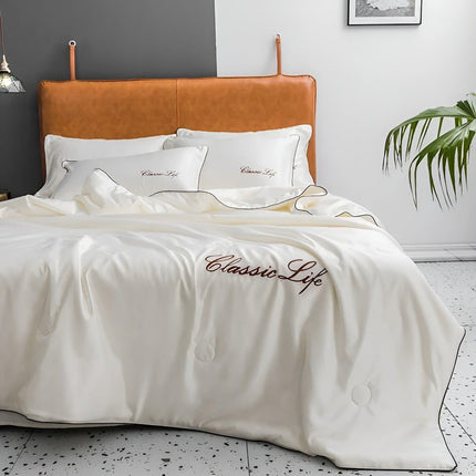 Elegant Silk Cooling Blanket with Embroidery | Lightweight and Breathable for Comfortable Summer Nights 8