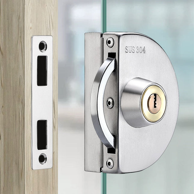 Elegant Sliding Door Lock | Stainless Steel Glass Door Security with Easy Installation 0