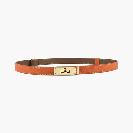 Elegant Slim Leather Belt with Gold Buckle | Adjustable Fit for Versatile Style 4