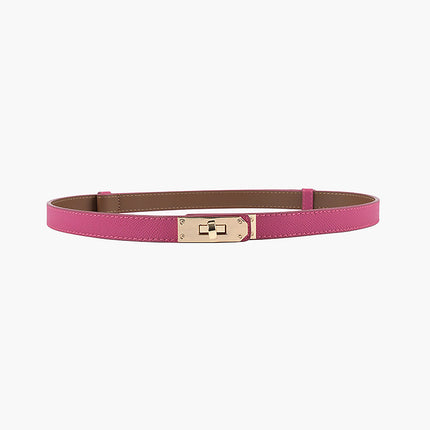 Elegant Slim Leather Belt with Gold Buckle | Adjustable Fit for Versatile Style 5