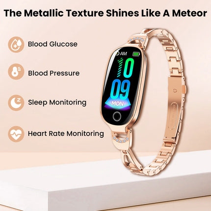 Elegant Smartwatch | Smart Watch with Blood Sugar & Pressure Monitoring | Luxury Diamond Design for Health Tracking 1
