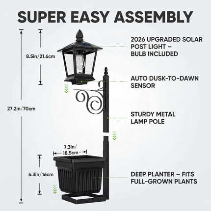 Elegant Solar Garden Lights | Automatic Dusk Feature & Planter | Eco-Friendly Outdoor Illumination for Your Yard 4