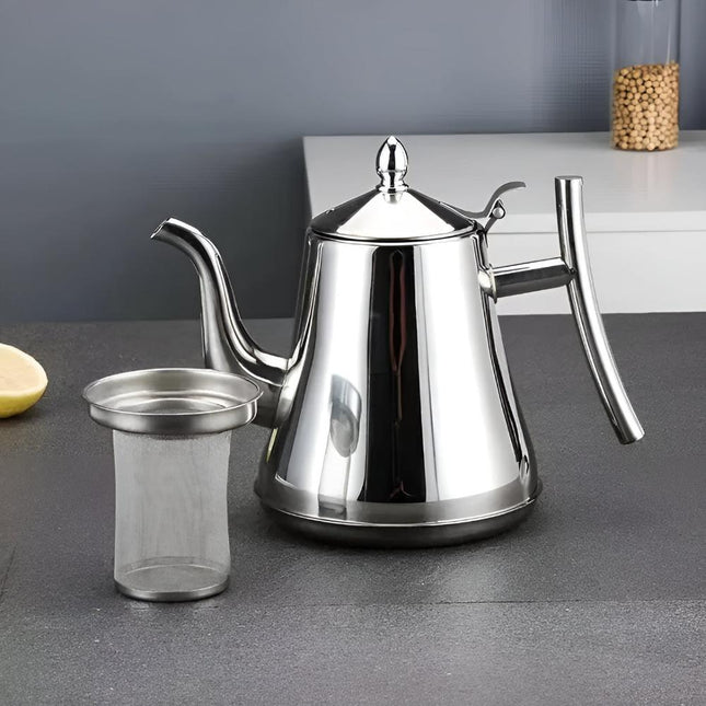 Elegant Stainless Steel Teapot with Integrated Infuser for Perfect Brewing 1