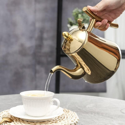 Elegant Stainless Steel Teapot with Integrated Infuser for Perfect Brewing 5