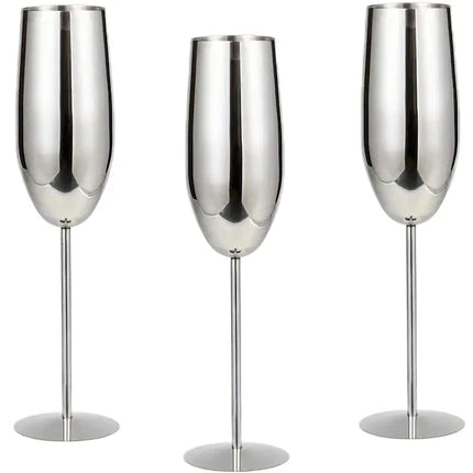 Elegant Stainless Steel Wine Glasses Set of 6 with Enhanced Chilling | Durable Design for Timeless Enjoyment 0