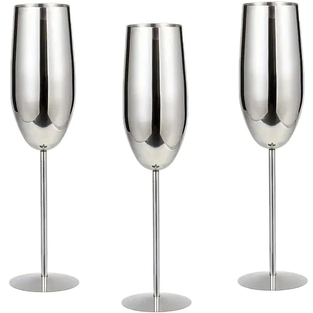 Elegant Stainless Steel Wine Glasses Set of 6 with Enhanced Chilling | Durable Design for Timeless Enjoyment 0