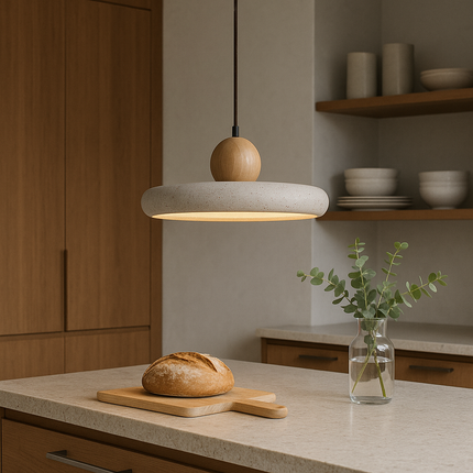 Elegant Stone Pendant Light | Natural Travertine Design with Adjustable Height | Ambient Illumination for Modern Interiors 3