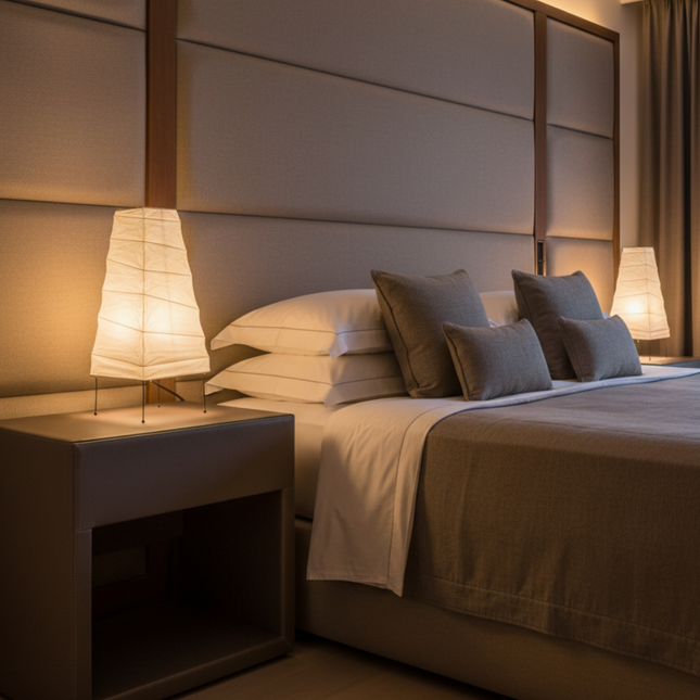 Elegant Table Lamp | Modern Tiered Design with Bamboo Silk Accents | Perfect Lighting for Bedroom and Living Room 1