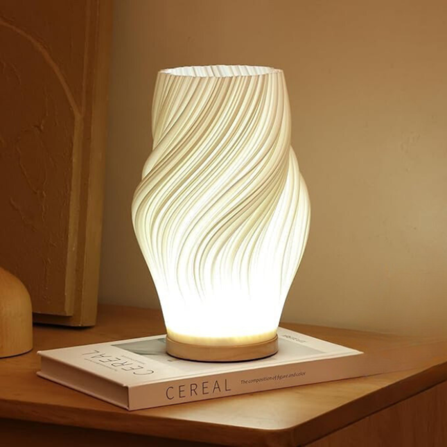Elegant Textured Bedside Lamp with Adjustable Brightness | Modern Design for Cozy Ambiance 0