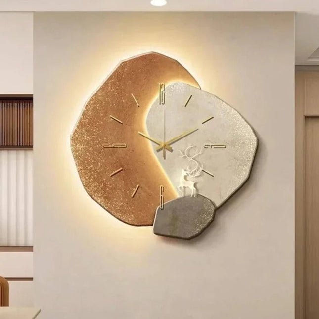 Elegant Timepiece | Wood Wall Clock with Soft LED Backlighting | Handcrafted Design for Cozy Ambiance 0