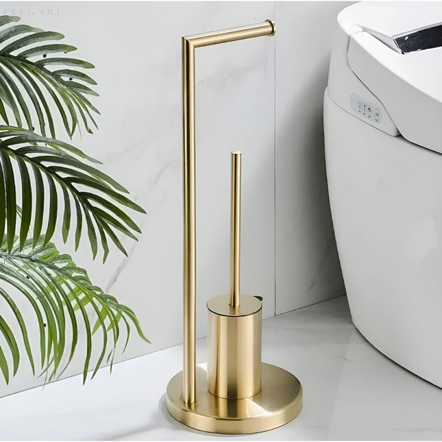 Elegant Toilet Paper Holder with Integrated Brush | Space-Saving Design for Modern Bathrooms 1