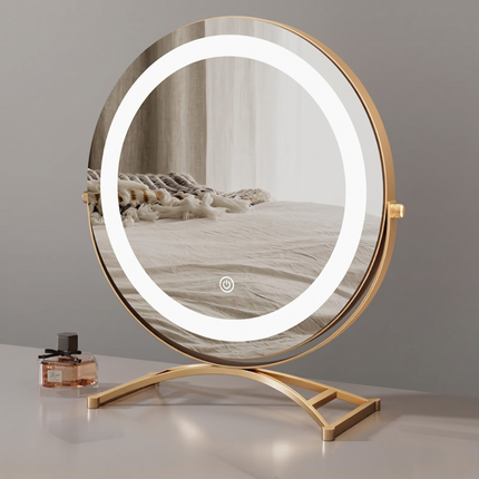Elegant Touch | Lighted Makeup Mirror with 360° Rotation & Tri-Tone Lighting | Cordless Design for Versatile Grooming 0