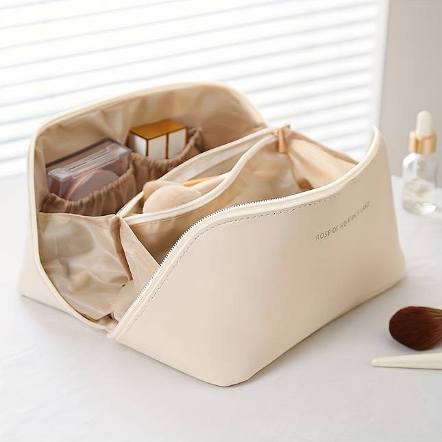 Elegant Travel Makeup Organizer with Zipper Closure for Easy Access 1