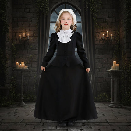 Elegant Victorian Gothic Dress for Women with Long Sleeves | Sophisticated Halloween Costume for Mysterious Style 0