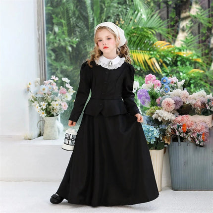 Elegant Victorian Gothic Dress for Women with Long Sleeves | Sophisticated Halloween Costume for Mysterious Style 3
