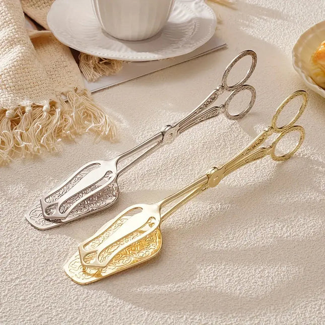 Elegant Vintage Salad Server Tongs with Ergonomic Scissor Design | Perfect for Effortless Serving and Stylish Dining 0