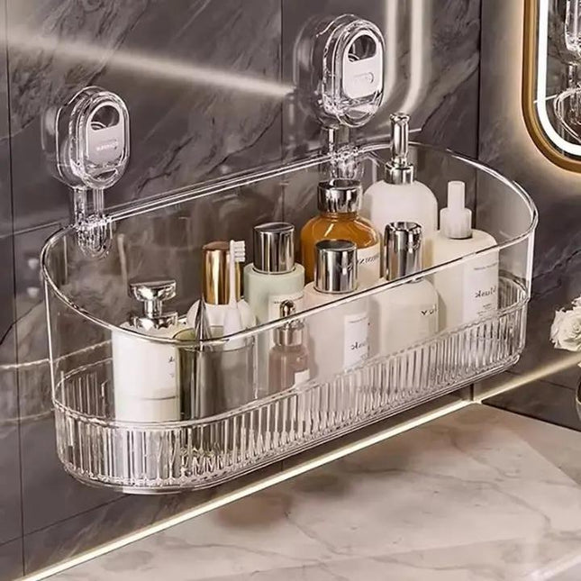 Elegant Wall Shelf | Suction Cup Storage Solution with Sturdy Support | Ideal for Kitchen and Bathroom Organization 0