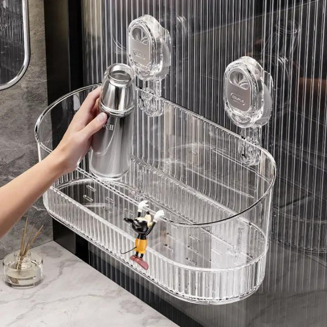 Elegant Wall Shelf | Suction Cup Storage Solution with Sturdy Support | Ideal for Kitchen and Bathroom Organization 1