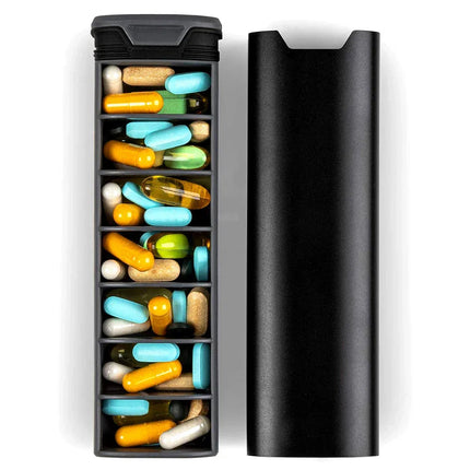 Elegant Weekly Pill Organizer | 7-Compartment Pill Box with Secure Closure | Stylish Medication Management for Daily Use 2
