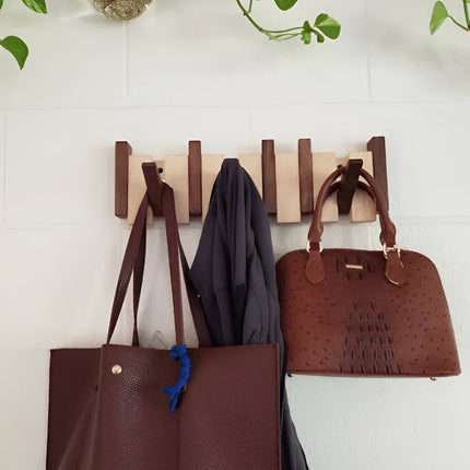 Elegant Wooden Coat Rack Stand with 6 Hooks | Space-Saving Design for Stylish Organization 3
