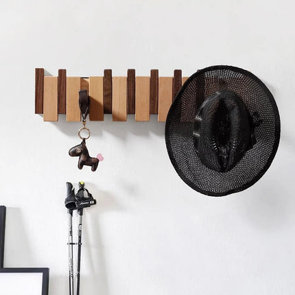 Elegant Wooden Coat Rack Stand with Foldable Hooks | Space-Saving Design for Stylish Interiors 3
