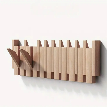 Elegant Wooden Coat Rack Stand with Foldable Hooks | Space-Saving Design for Stylish Interiors 6