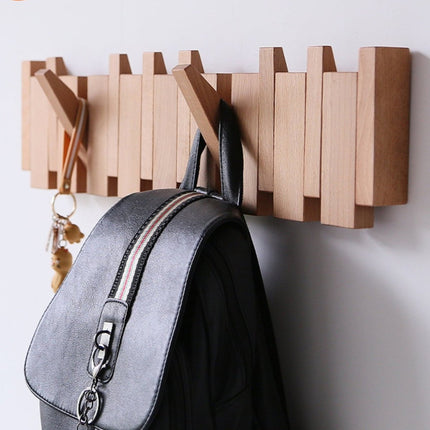 Elegant Wooden Coat Rack with Piano Design & Multiple Hooks for Stylish Organization 7