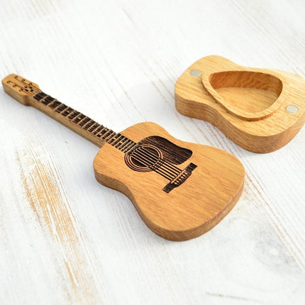 Elegant Wooden Guitar Pick Case with Stand & Engraved Design for Personalized Gifting 4