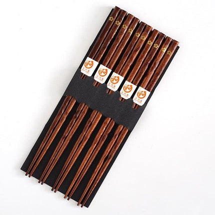 Elegant Wooden Japanese Chopsticks Set with Golden Sakura Motif | Luxurious Dining Experience for Japanese Cuisine 3