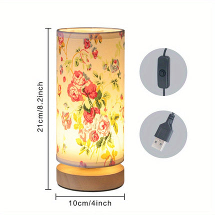 Elegant Wooden Table Lamp | USB Powered LED Light with Soft Linen Shade for Cozy Ambiance 4