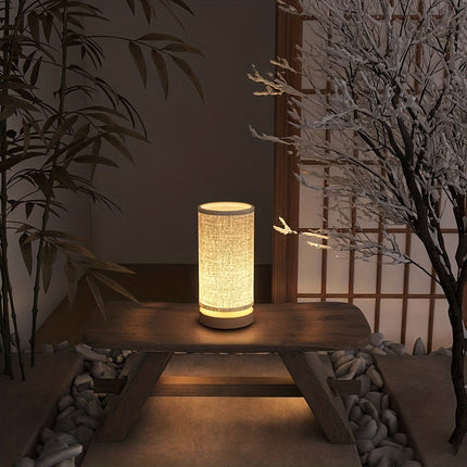 Elegant Wooden Table Lamp | USB Powered LED Light with Soft Linen Shade for Cozy Ambiance 5