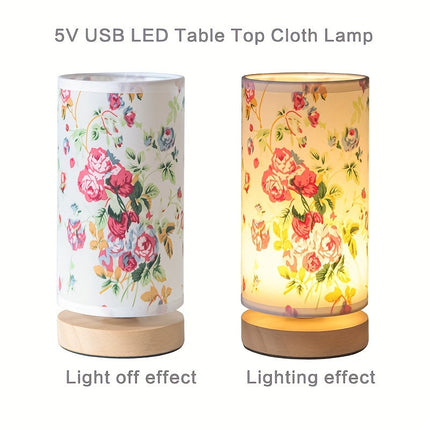Elegant Wooden Table Lamp | USB Powered LED Light with Soft Linen Shade for Cozy Ambiance 8