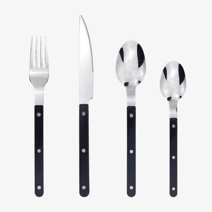 Elegant | 24-Piece Cutlery Set with Modern Black Handles | Durable Stainless Steel for Stylish Dining 0
