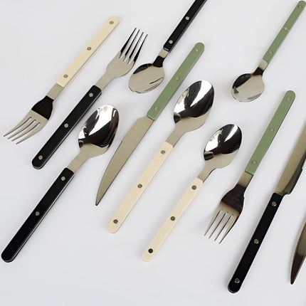 Elegant | 24-Piece Cutlery Set with Modern Black Handles | Durable Stainless Steel for Stylish Dining 1