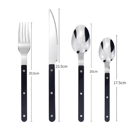 Elegant | 24-Piece Cutlery Set with Modern Black Handles | Durable Stainless Steel for Stylish Dining 8