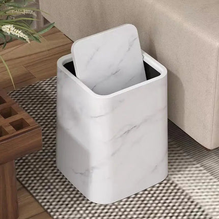 Trash Can with Swing Lid, Decorative Garbage Can for Bathroom and Office – image 4