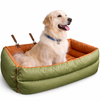 Elevated Dog Car Seat Booster Bed with Waterproof Faux Leather | Comfortable Pet Car Seat for Safe Travel and Easy Maintenance 1