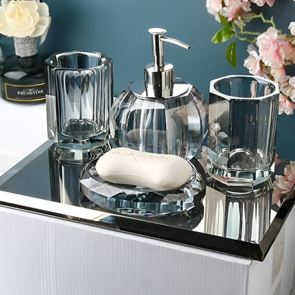 Elite Crystal Glass Bathroom Accessories Set with Elegant Design | Timeless Style for Sophisticated Spaces 1