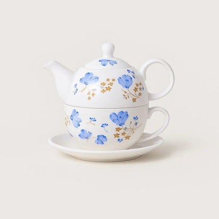 Porcelain Tea Set for One, Hand Painted Ceramic Teapot