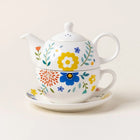 Porcelain Tea Set for One, Floral Teapot with Teacup and Saucer, Hand Painted Ceramic Teapot, Tea Gift Set