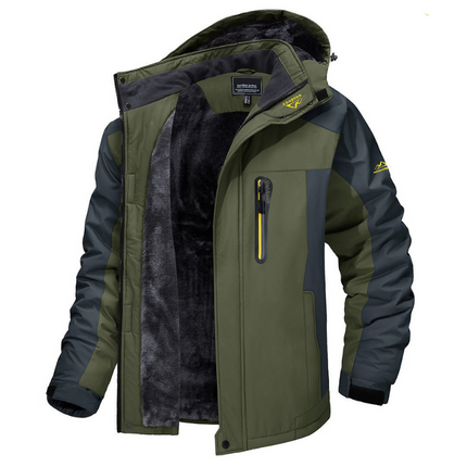 Mens Parka Jacket, Waterproof Winter Jacket with Fleece Lining, Warm Winter Coat with Removable Hood and Zip Pockets