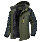 Mens Parka Jacket, Waterproof Winter Jacket with Fleece Lining, Warm Winter Coat with Removable Hood and Zip Pockets