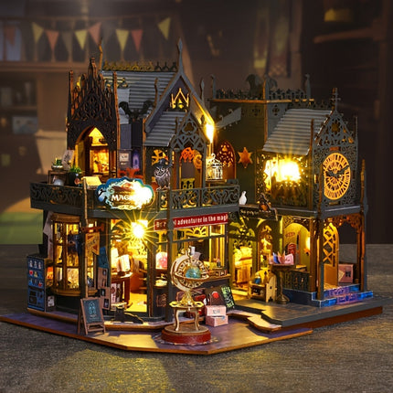 Enchanting 3D Wooden Puzzle Book House with LED Lighting | Unique Decorative Piece for Book Lovers 3